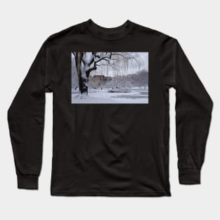 Tree Covered in Snow Boston MA Boston Public Garden Long Sleeve T-Shirt